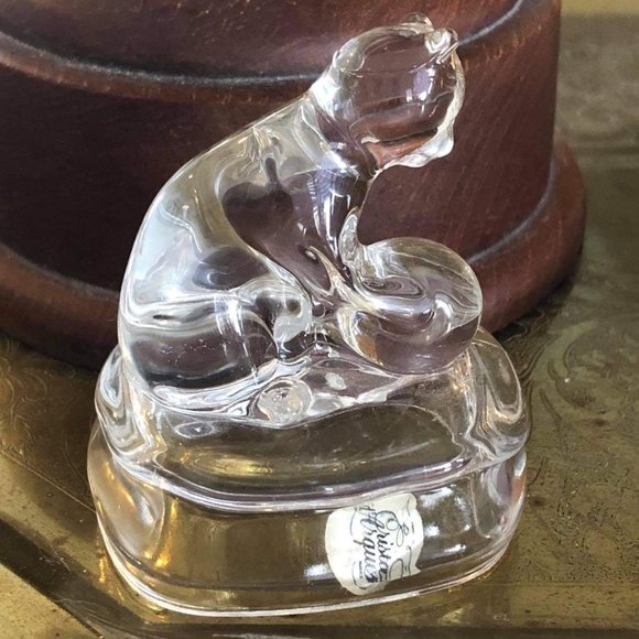 Vintage 24% lead crystal kitten figurine